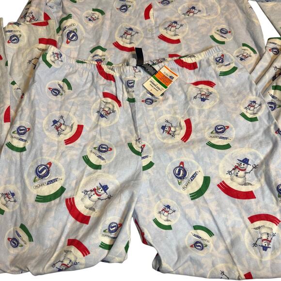 Planet Sleep Snowman Flannel Pajama Set, Christmas Holiday Y2K, Size Large, NWT - Picture 3 of 4
